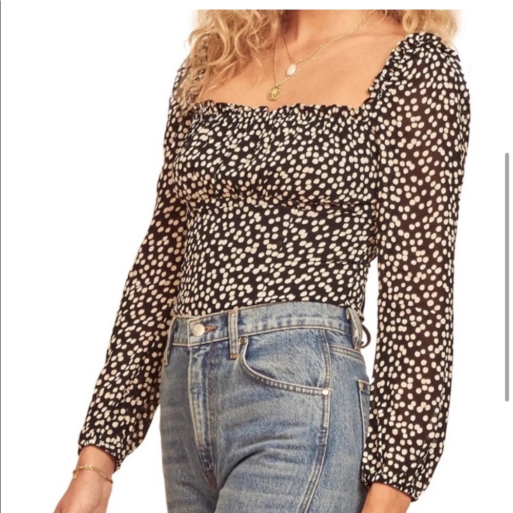 Reformation Bacio Ruffle Tie Back Crop Top